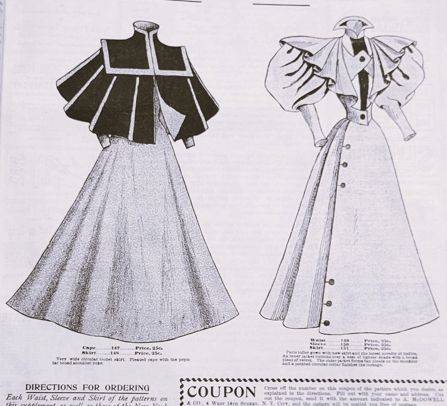 1895 The French Dressmaker January. A. McDowell & Co. Ladies' Fashion Mail Order Journal Catalog, Mail Order, E-book DOWNLOAD, Vol 11 No 1.