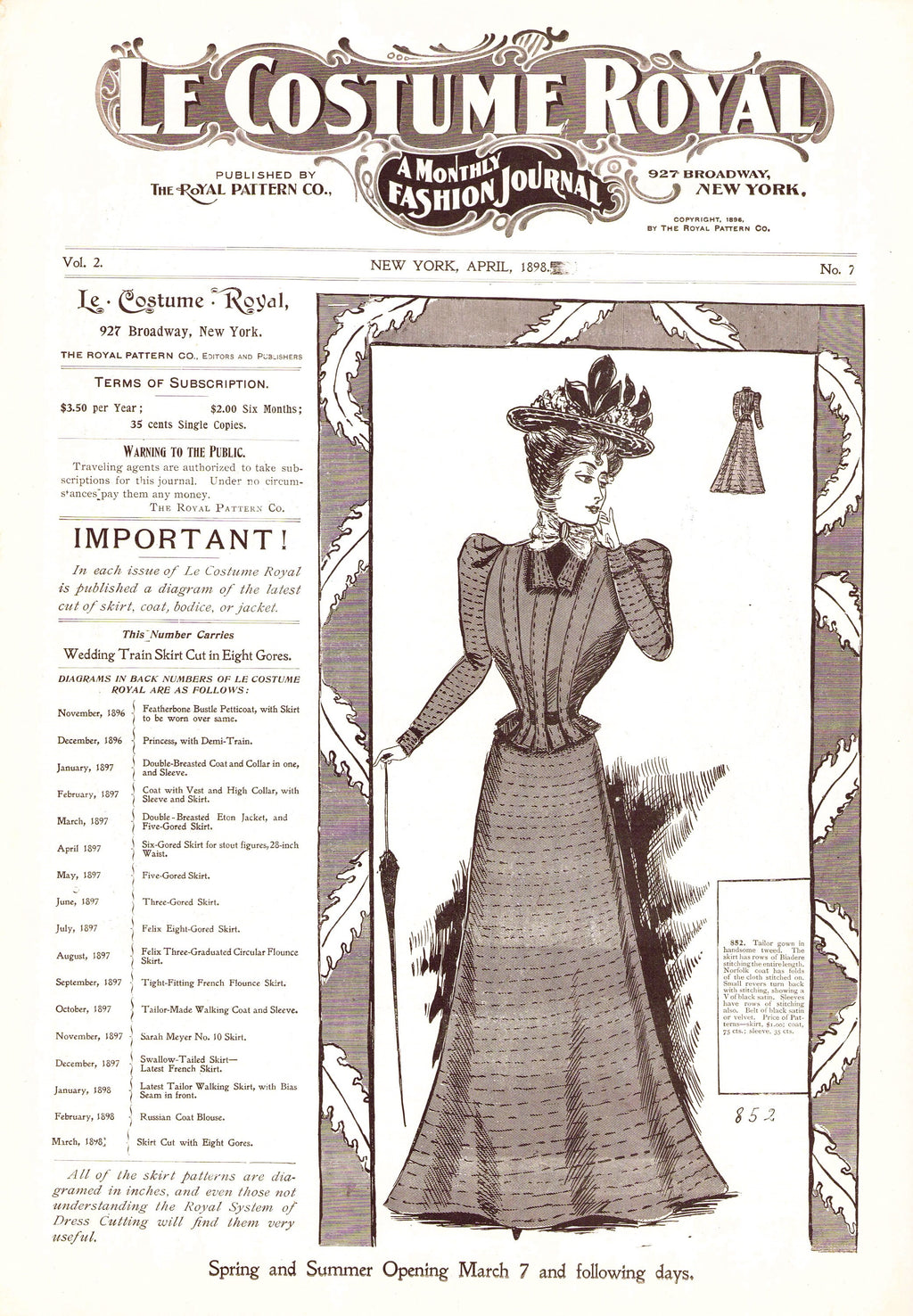 1898 Le Costume Royal April, Royal Pattern Co. Mail Order Catalog E-book INSTANT DOWNLOAD 1890s Ladies' Fashion Magazine, Vol 2, No 7.