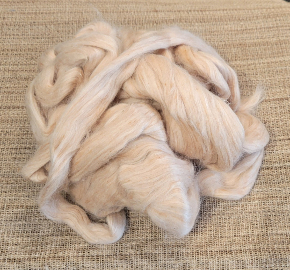 Brown Light Organic Cotton Sliver. 2 oz. Peruvian Grown Natural Colored. Fair Trade. Great for Spinning, Knitting, Weaving. Roving.