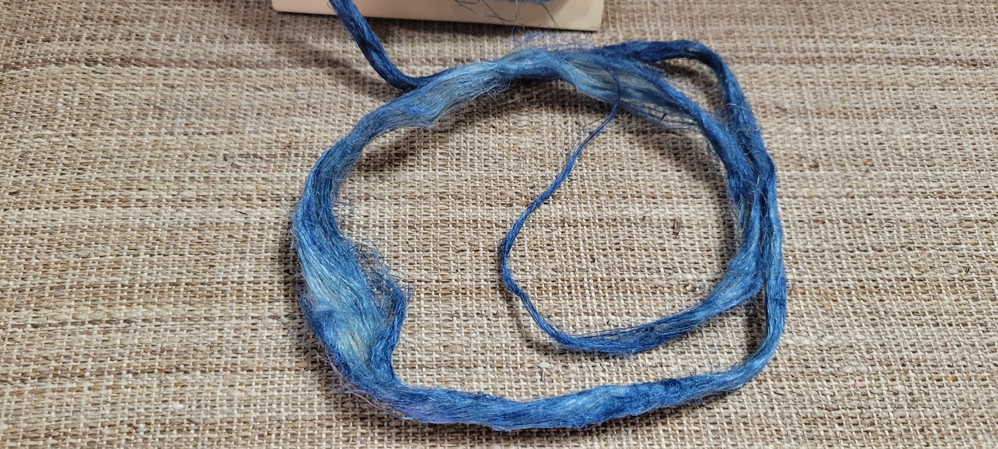 Hemp 1 oz Indigo Silver Fiber Dyed Light Blue. Great for Spinning, Knitting, Weaving, Crafts, ect.
