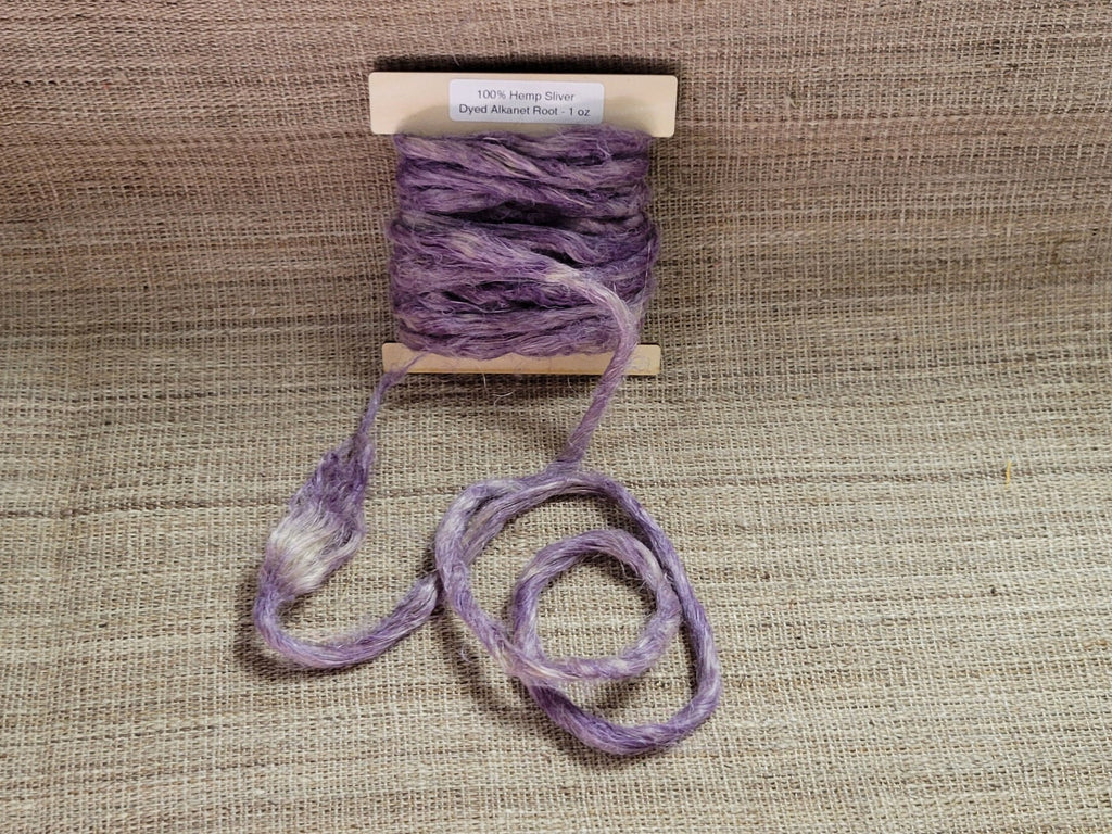 Hemp 1 oz Alkanet Silver Fiber Dyed Purple. Great for Spinning, Knitting, Weaving, Crafts, ect.