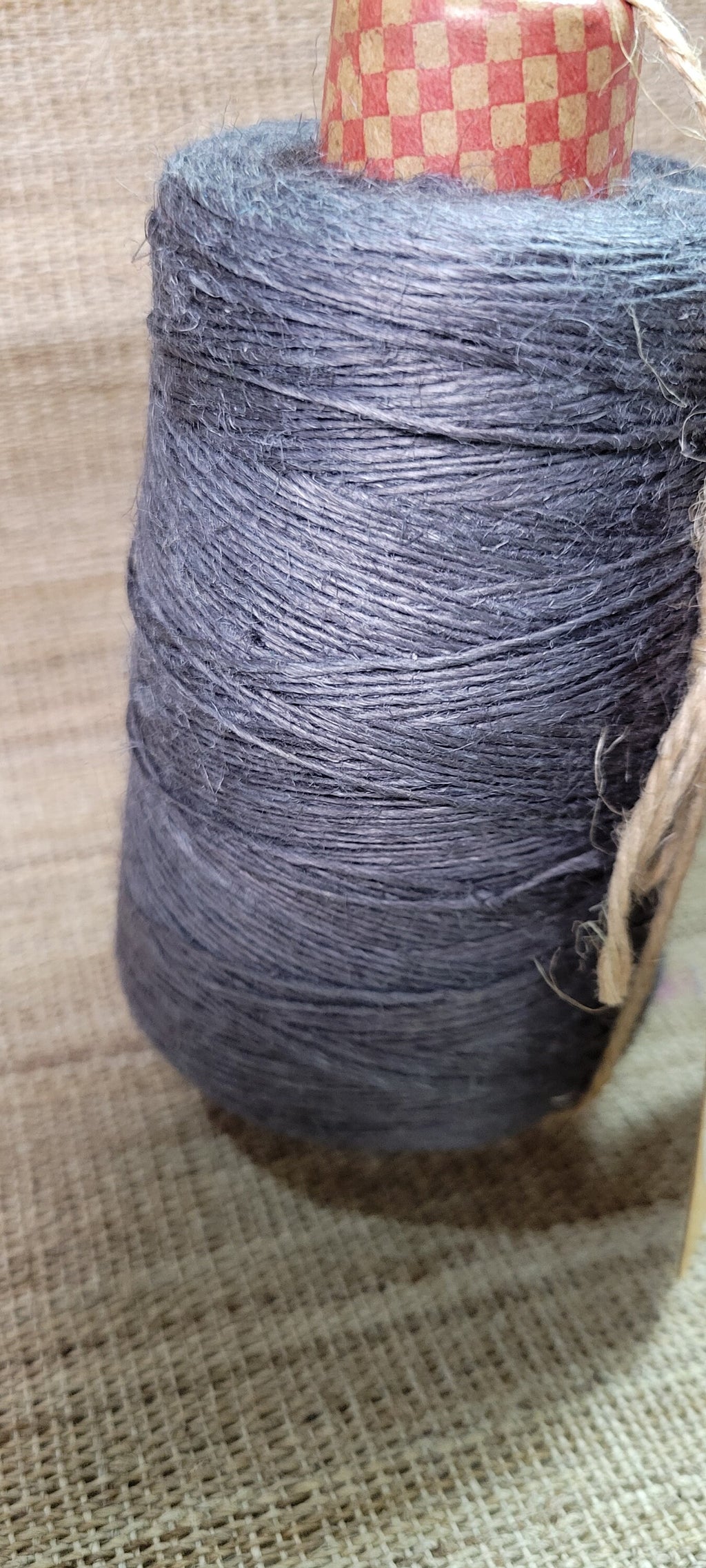 Linen Yarn Cone, Dyed Gray. Fingering Weight. 475 Yards. Great for weaving, knitting, crochet, crafts and fine arts.