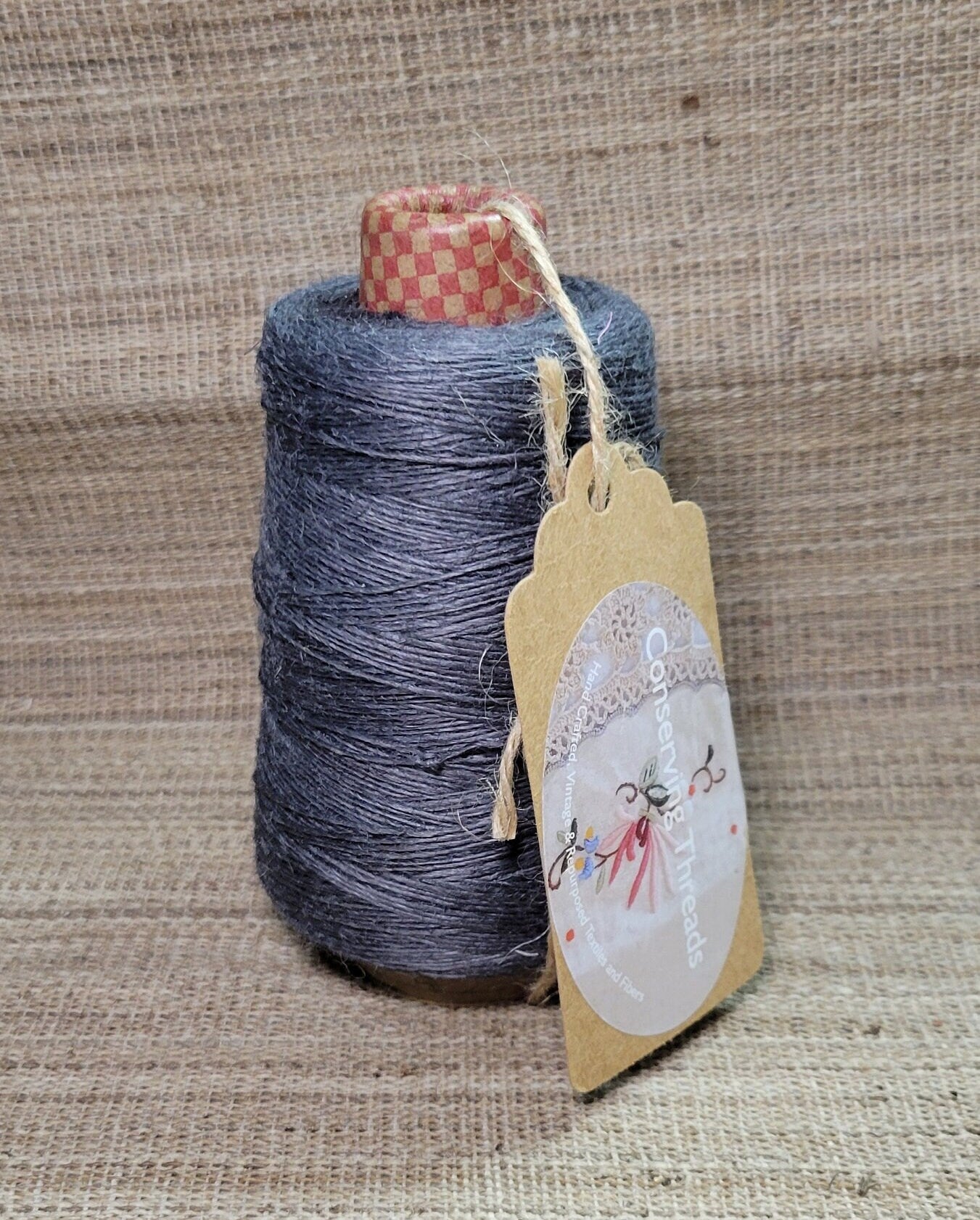 Linen Yarn Cone, Dyed Gray. Fingering Weight. 475 Yards. Great for weaving, knitting, crochet, crafts and fine arts.