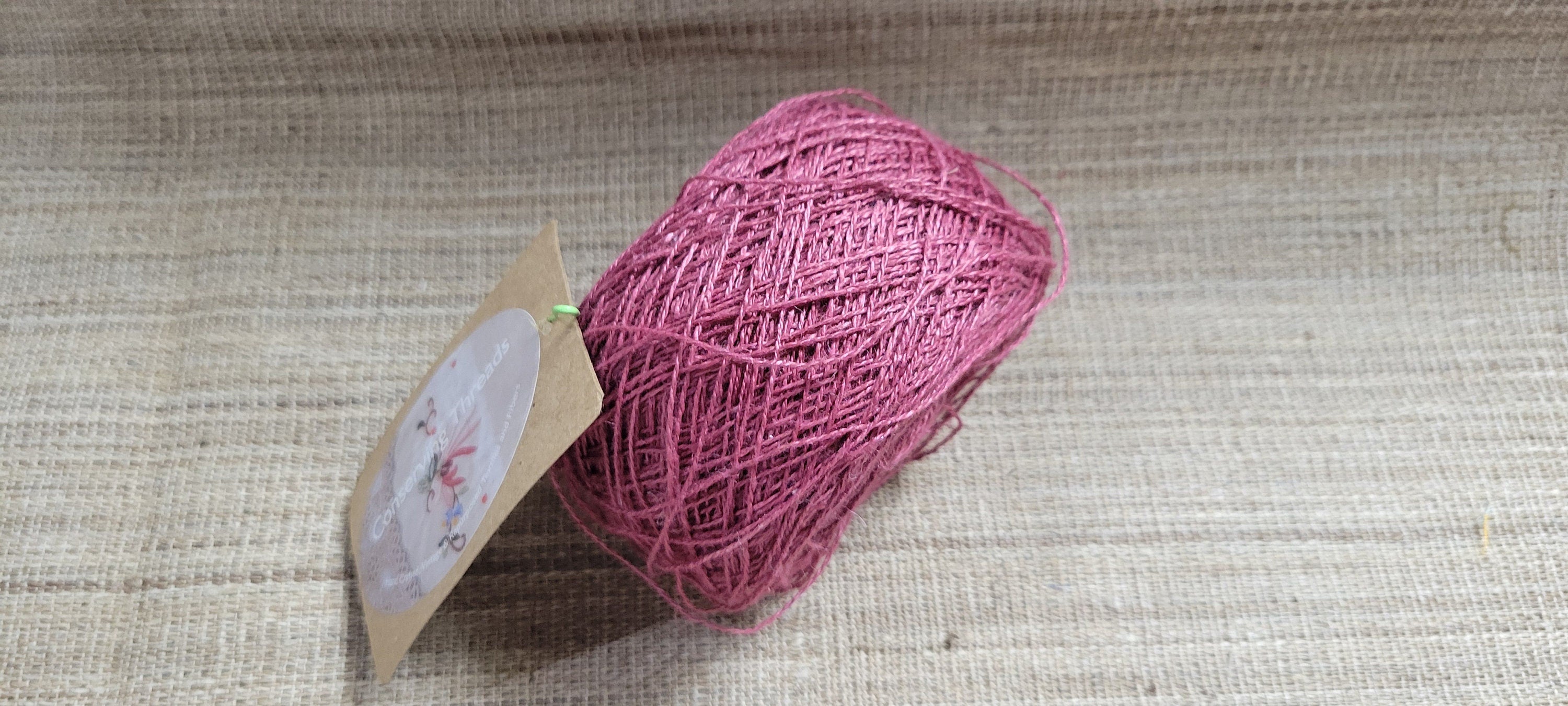 Hemp Yarn 2-ply, 250 Yards. Maroon Natural Fine Twine. Great for Kitting, Crochet, Craft, Fiber Arts