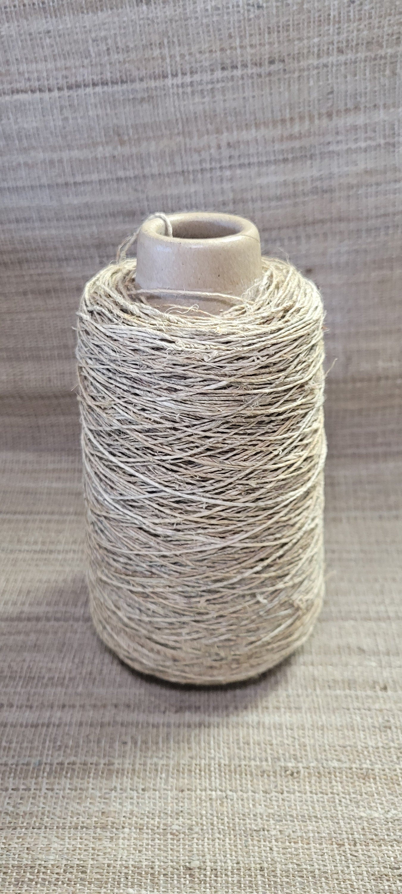 Hemp Yarn Cone, Hand-Spun Skein, Natural, Great for Kitting, Basketry, Crochet, Weaving, Craft, Slow Stitching and Fiber Arts