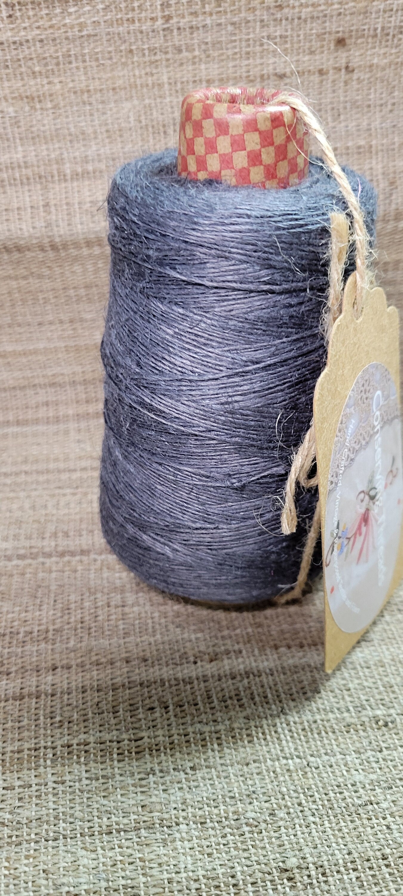 Linen Yarn Cone, Dyed Gray. Fingering Weight. 475 Yards. Great for weaving, knitting, crochet, crafts and fine arts.