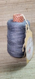 Linen Yarn Cone, Dyed Gray. Fingering Weight. 475 Yards. Great for weaving, knitting, crochet, crafts and fine arts.