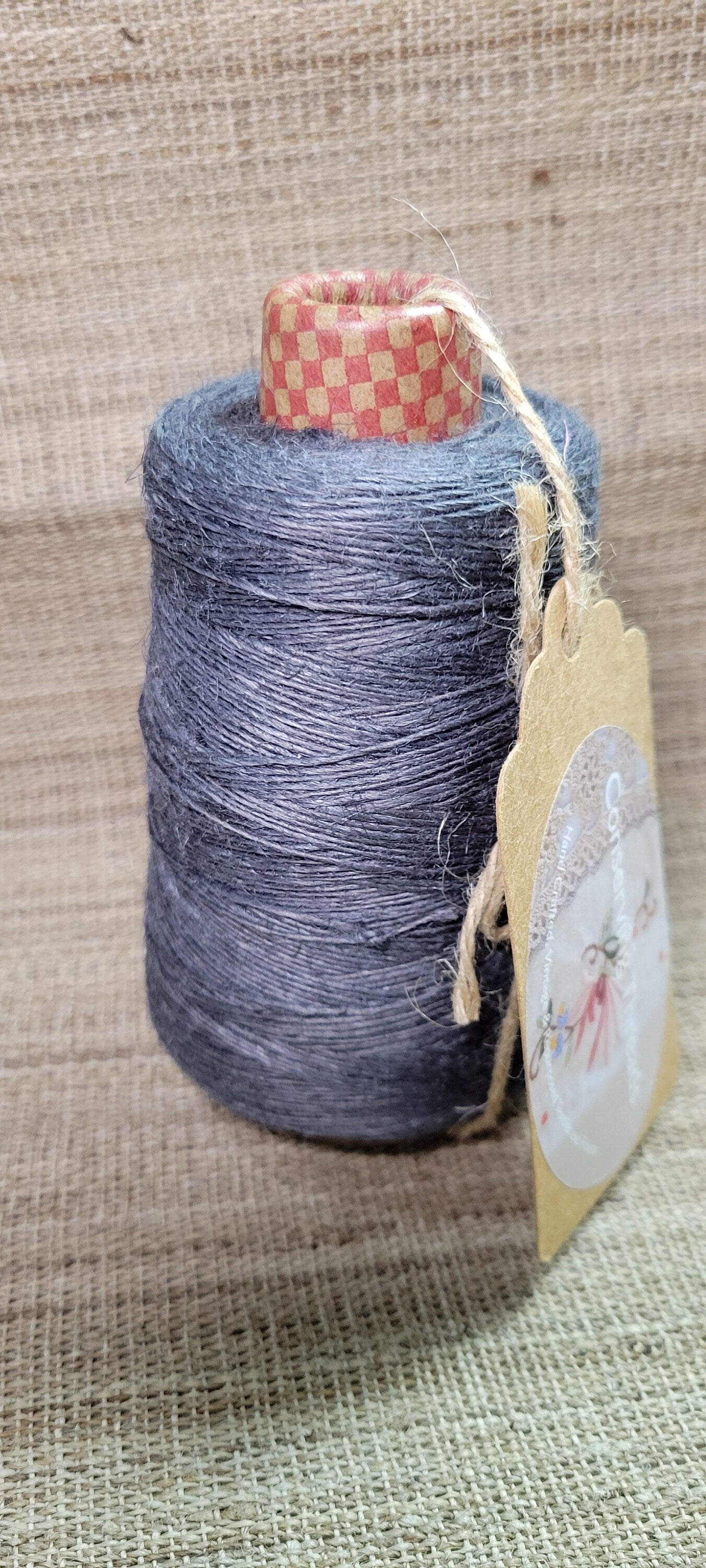 Linen Yarn Cone, Dyed Gray. Fingering Weight. 475 Yards. Great for weaving, knitting, crochet, crafts and fine arts.