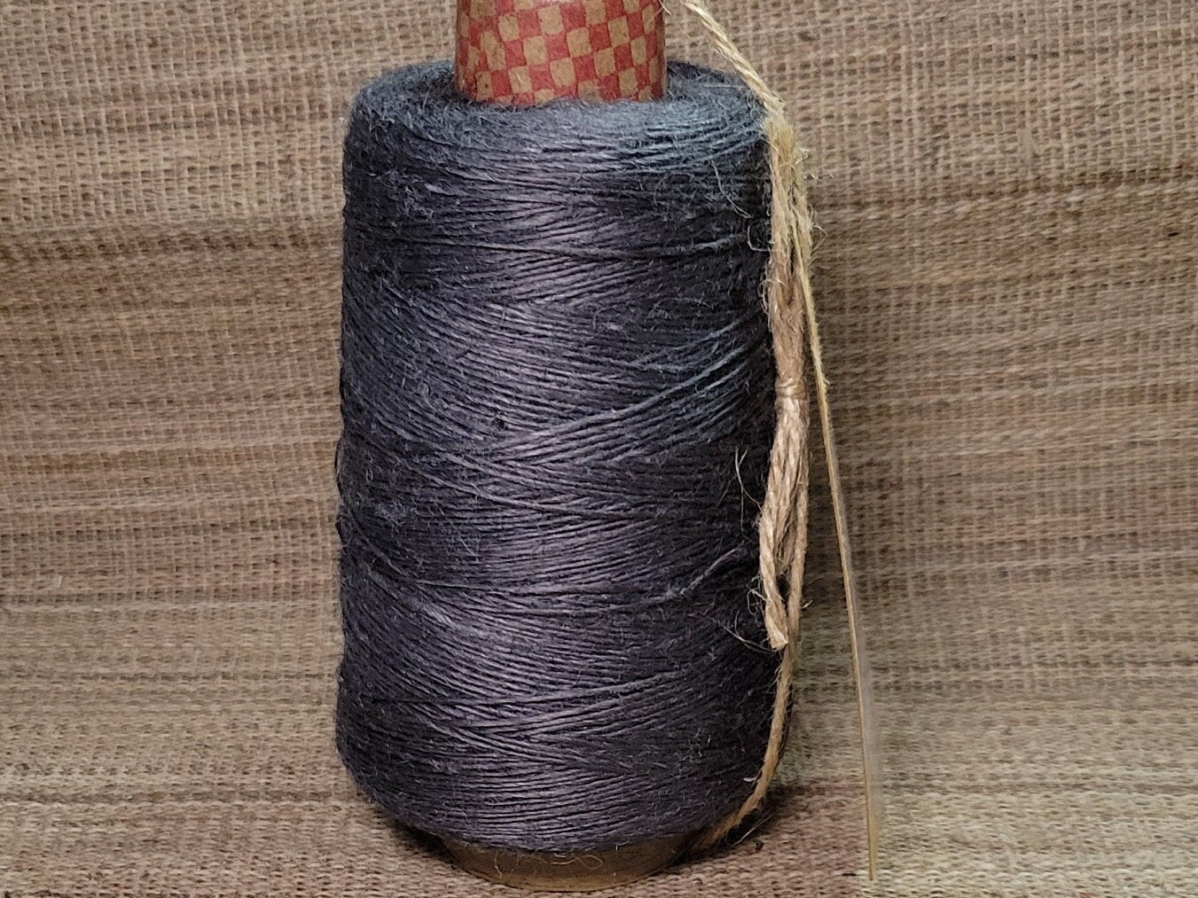 Linen Yarn Cone, Dyed Gray. Fingering Weight. 475 Yards. Great for weaving, knitting, crochet, crafts and fine arts.