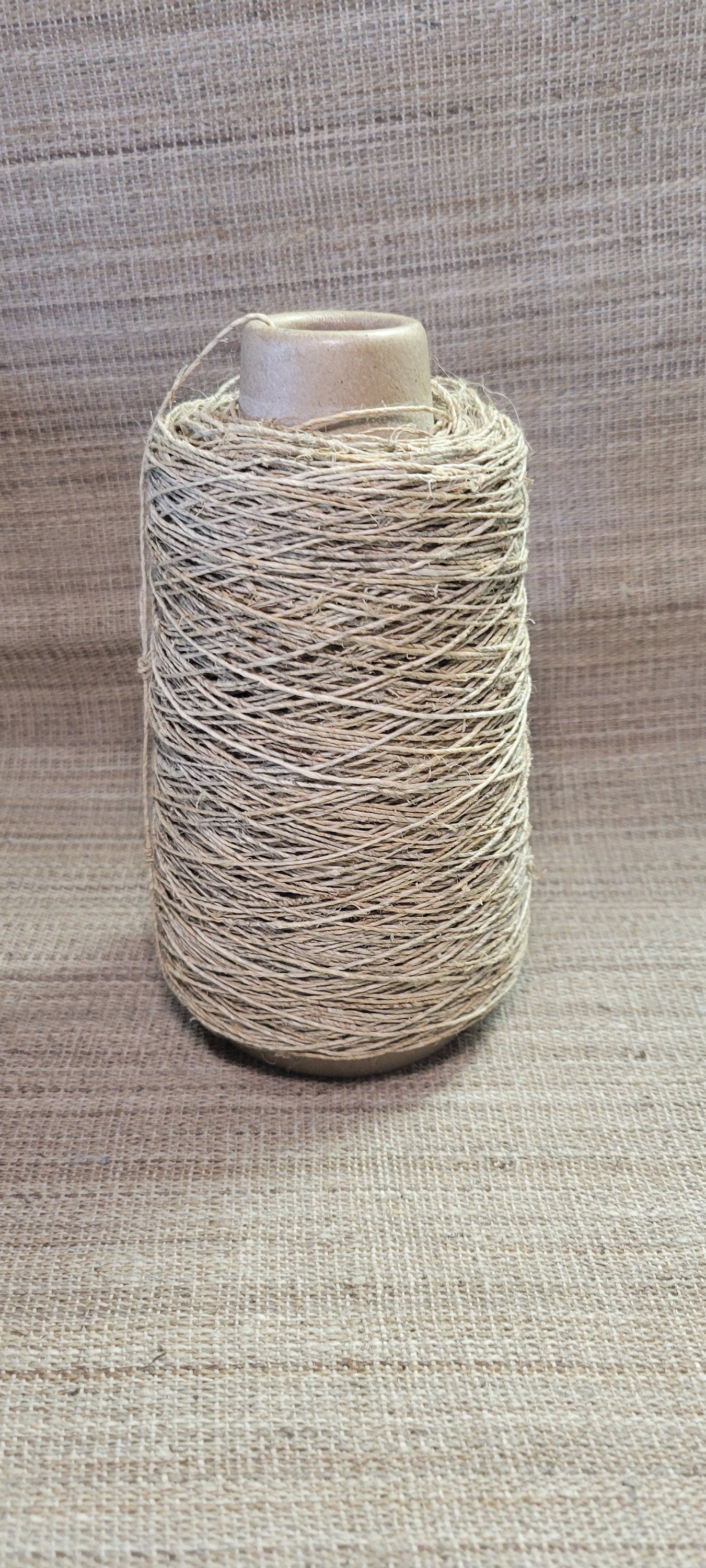 Hemp Yarn Cone, Hand-Spun Skein, Natural, Great for Kitting, Basketry, Crochet, Weaving, Craft, Slow Stitching and Fiber Arts