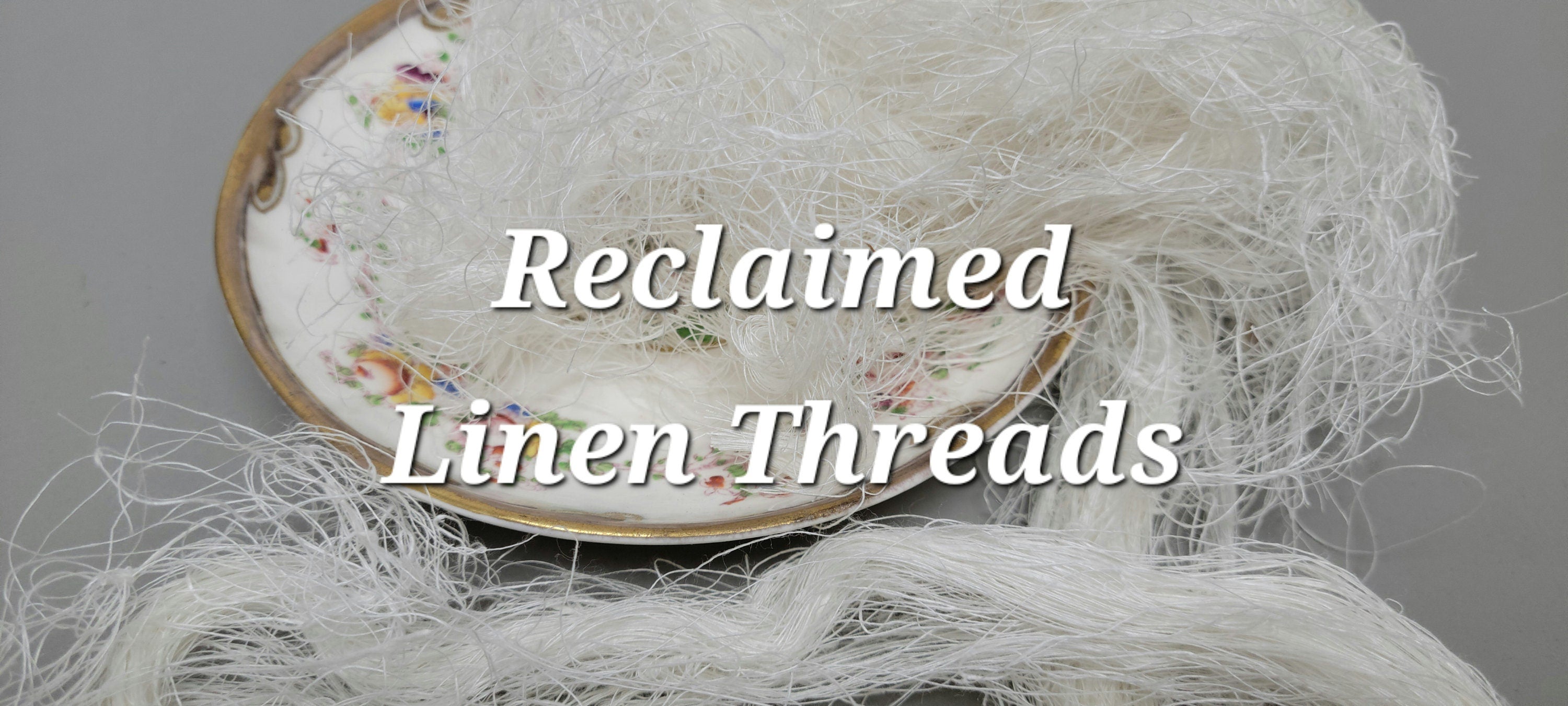 Reclaimed Linen Thread Bundle. 1 ounce. White Loose Threads. 2nd Chance Fibers.