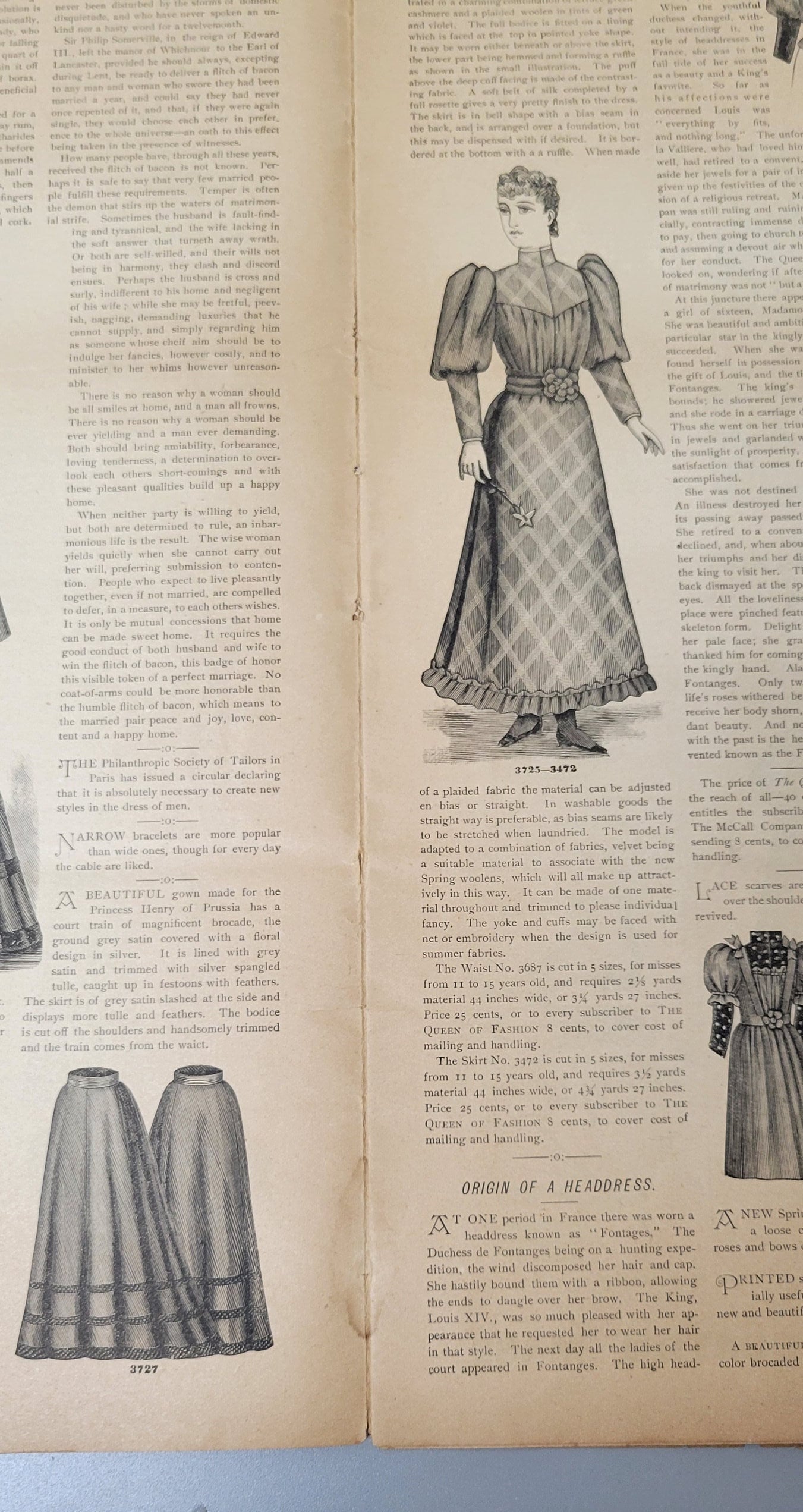 Rare 1893 The Queen of Fashion Paper March. New York Ladies' Fashion Pattern Journal Catalog, Mail Order, Original, Vol 20 No 7.