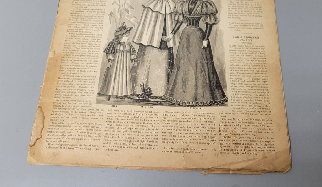 Rare 1893 The Queen of Fashion Paper March. New York Ladies' Fashion Pattern Journal Catalog, Mail Order, Original, Vol 20 No 7.