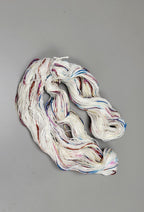 Pasting Yarn - Cotton Yarn Painted Using Silk Saree Waste. 1 Ply. 100 gram. Rainbow.