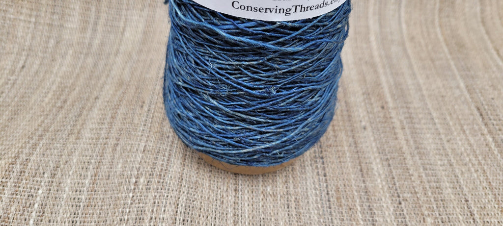Hemp Yarn, 200 Yards, Indigo Dyed. Hand-Spun Skein Natural, Great for Kitting, Basketry, Crochet, Weaving, Slow Stitching & Fiber Arts
