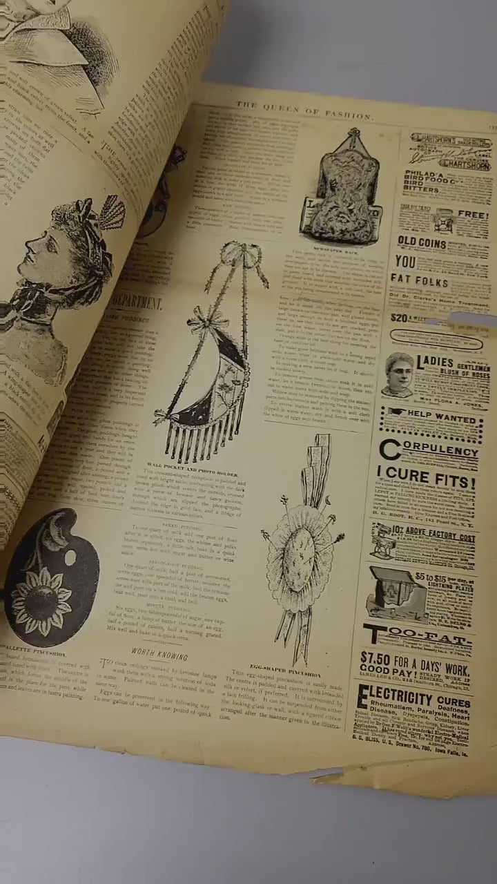 Rare 1893 The Queen of Fashion Paper March. New York Ladies' Fashion Pattern Journal Catalog, Mail Order, Original, Vol 20 No 7.