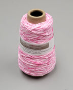 Cotton Yarn Splatter Pink & White, Hand Spun, 2 Ply Fingering Weight on Cone.