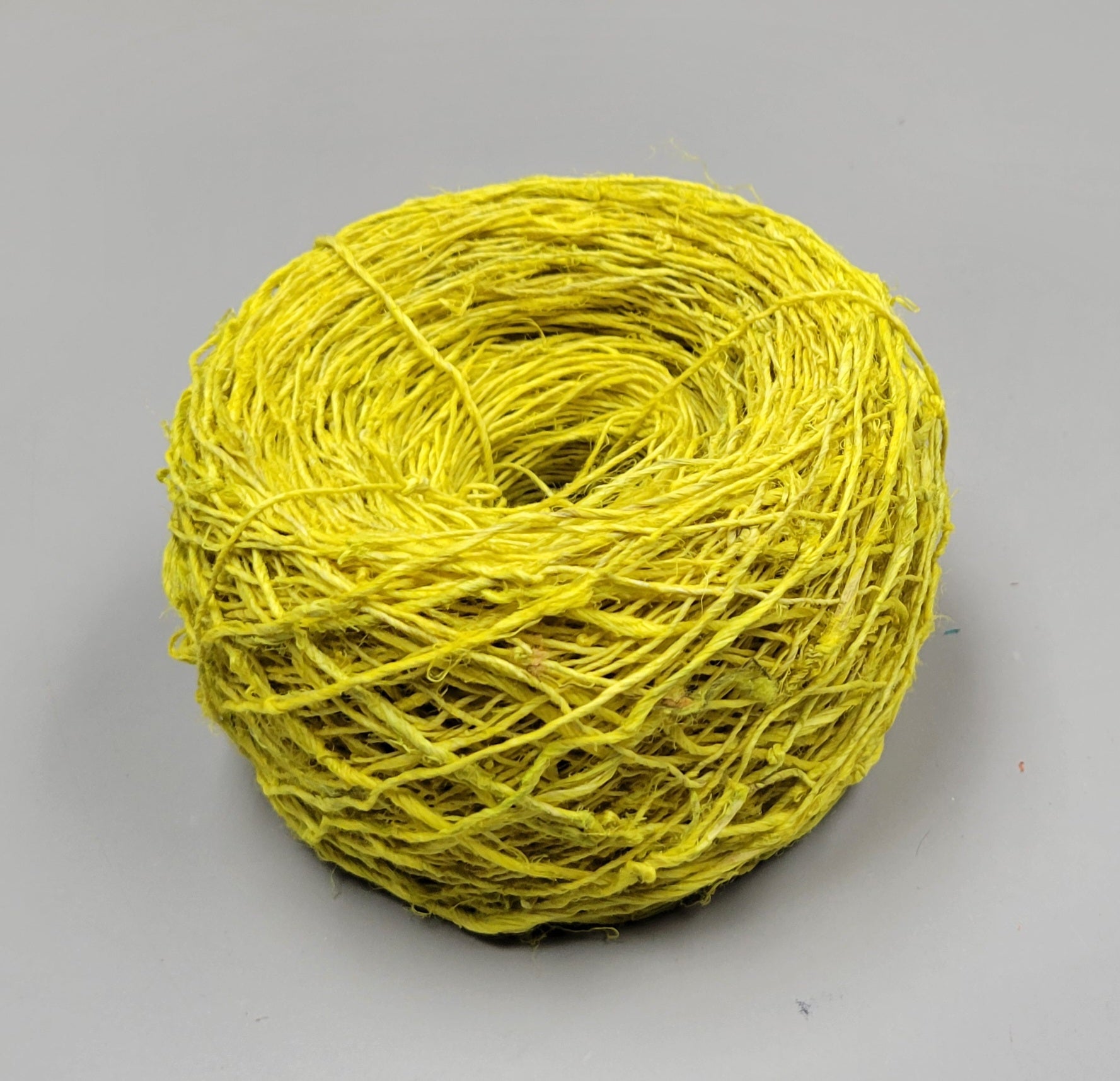 Hemp Dyed Yarn. Yellow. Hand-Spun Skein, 200 Yards.