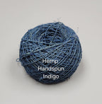 Hemp Yarn, 200 Yards, Blue Indigo Dyed. Hand-Spun.