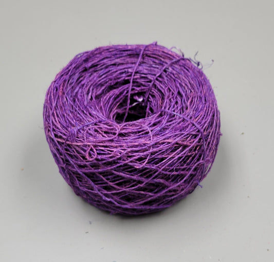 Hemp Dyed Yarn. Purple. Hand-Spun Skein, 200 Yards.
