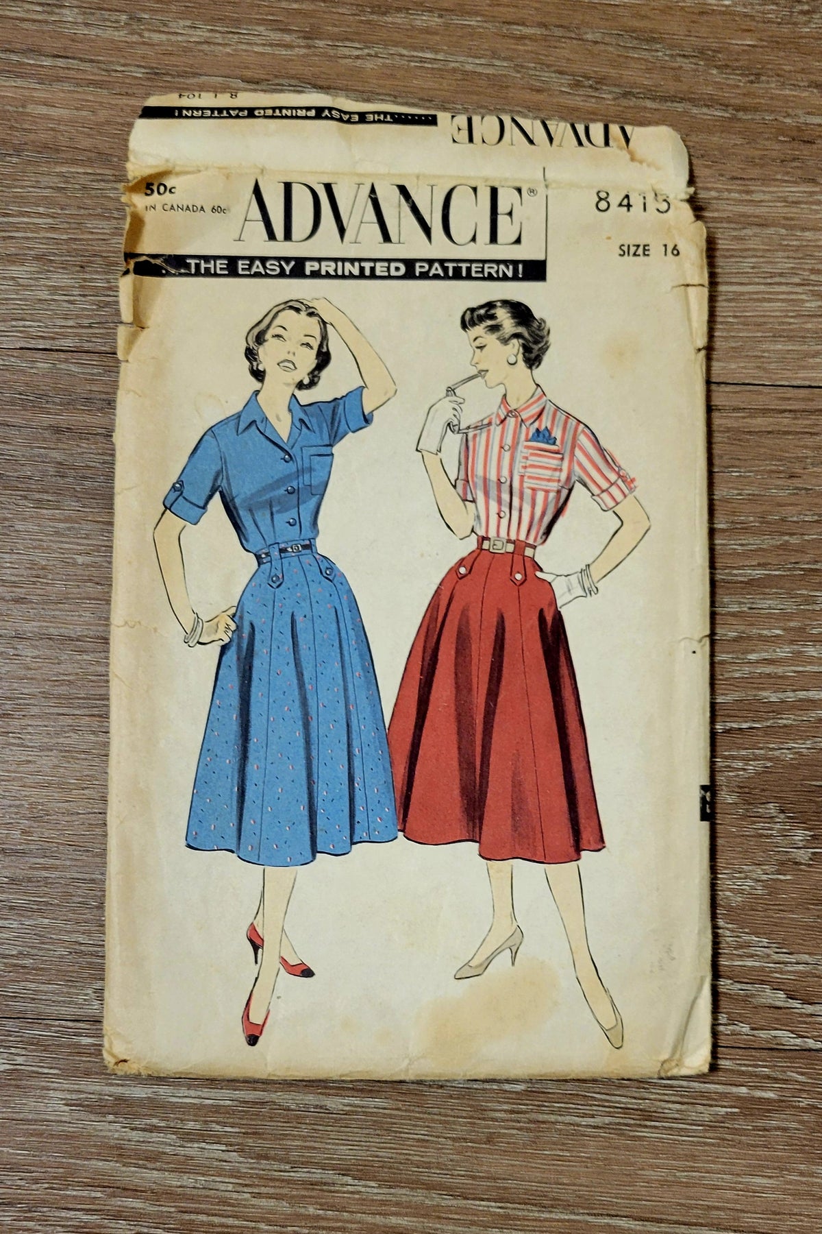 Advance 8413, Printed Sewing Pattern, Misses' Separates Dress, Size 16, ca 1957