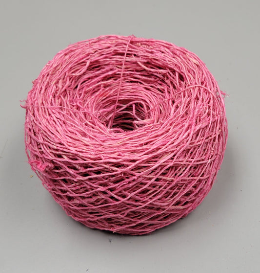Hemp Dyed Yarn. Pink. Hand-Spun Skein, 200 Yards.
