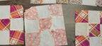 Vintage Quilt Squares 8" Four Patch, Unfinished Project. 1910s - 1930s