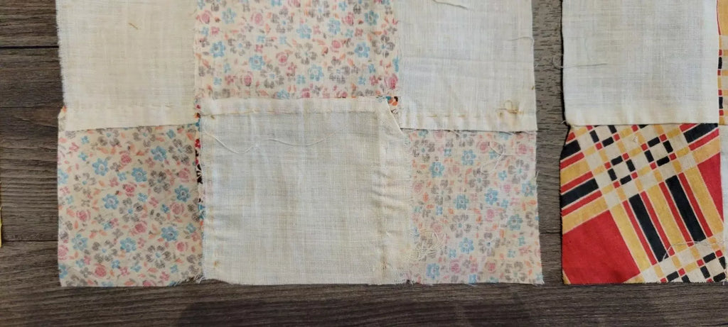 Vintage Quilt Squares 8" Four Patch, Unfinished Project. 1910s - 1930s