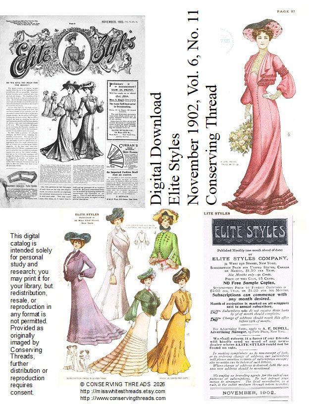 Elite Styles, 1902 November, Vol VI No 11, Print or E-book INSTANT DOWNLOAD.📥