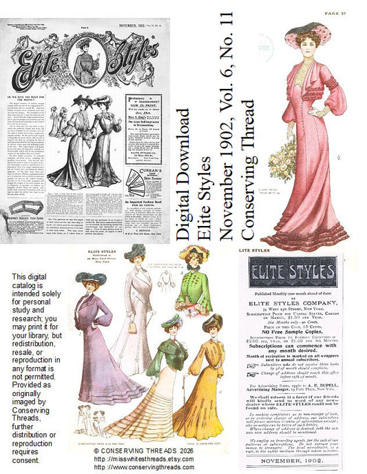 Elite Styles, 1902 November, Vol VI No 11, Print or E-book INSTANT DOWNLOAD.📥